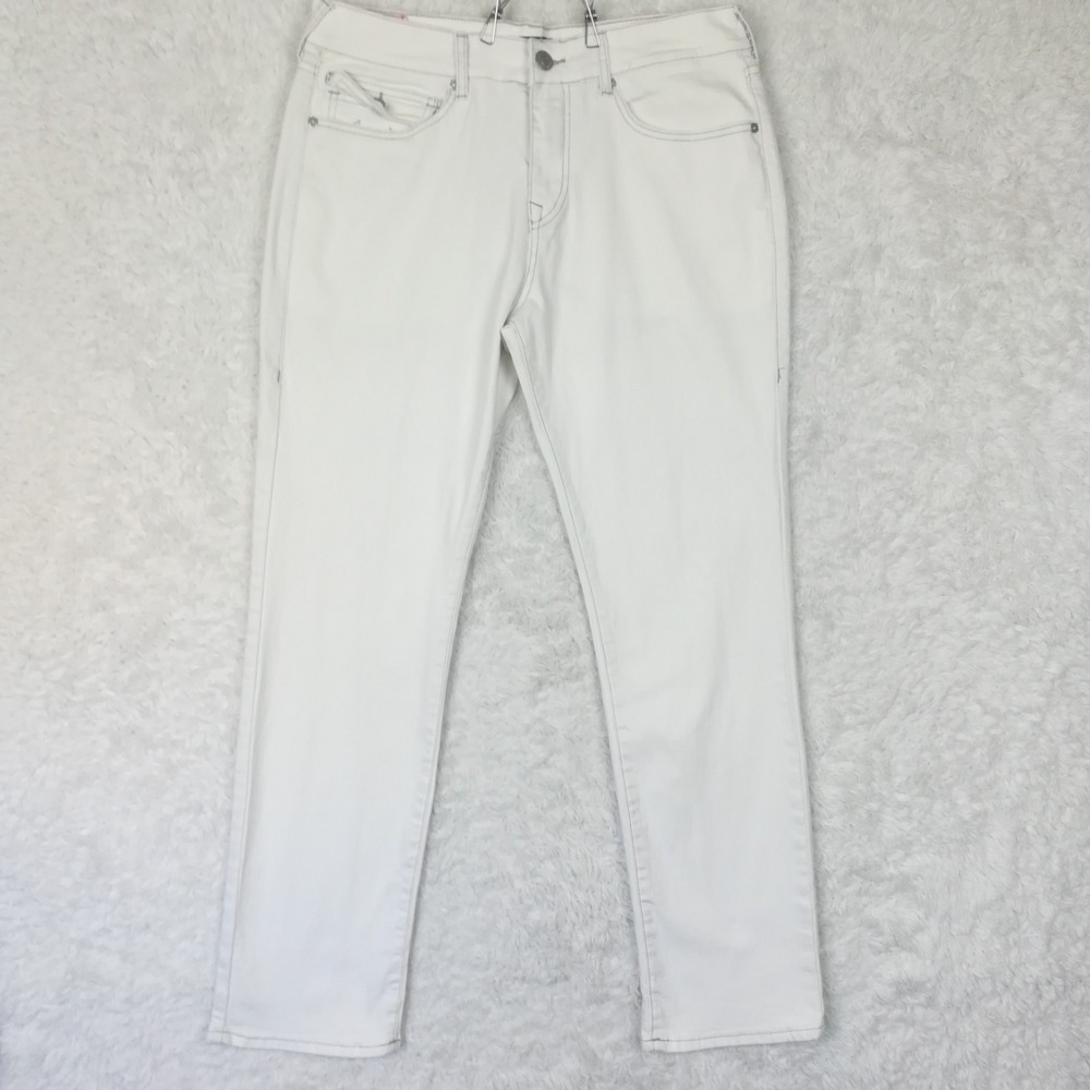 True Religion Mens Jeans Geno Slim Straight Optic White Denim Single Needle 32